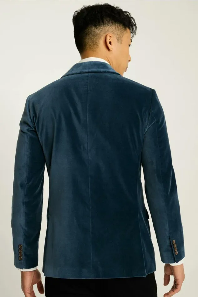 Men Jetsetter Italian Velvet Blazer Frost Blue Bonobos Blazers and Sport Coats
