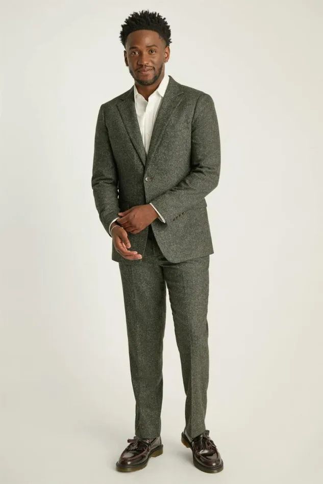 Men Jetsetter Italian Wool Suit Olive Donegal Bonobos Suits
