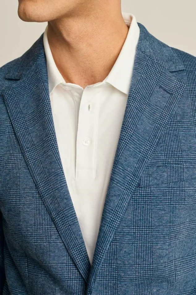 Men Jetsetter Knit Blazer Ocean Blue Glenplaid Bonobos Blazers and Sport Coats