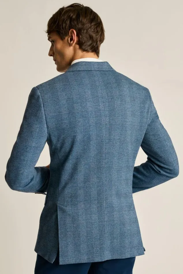 Men Jetsetter Knit Blazer Ocean Blue Glenplaid Bonobos Blazers and Sport Coats