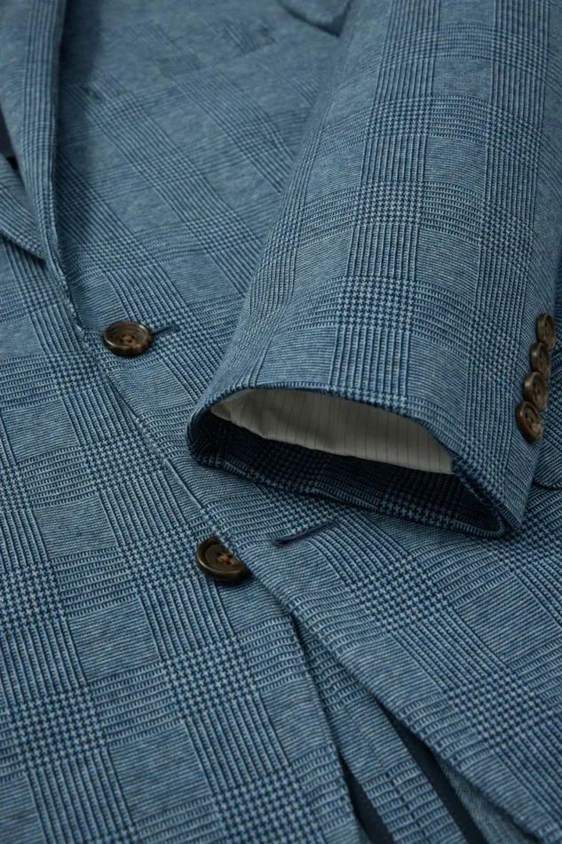Men Jetsetter Knit Blazer Ocean Blue Glenplaid Bonobos Blazers and Sport Coats
