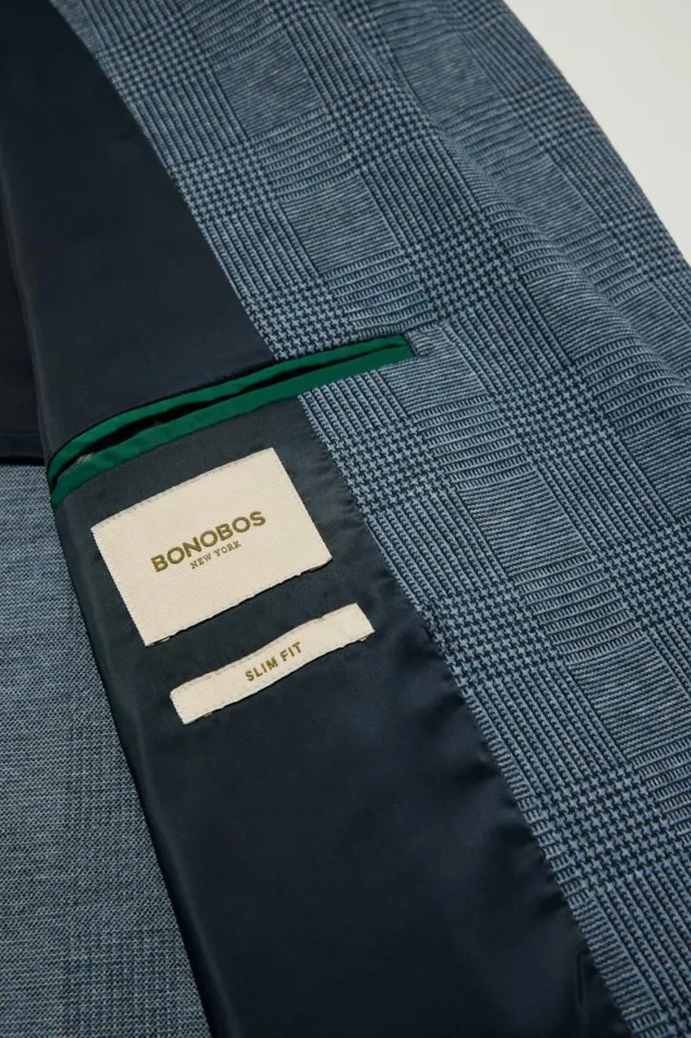 Men Jetsetter Knit Blazer Ocean Blue Glenplaid Bonobos Blazers and Sport Coats