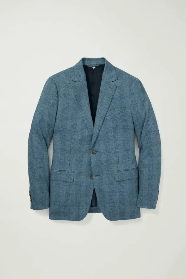 Men Jetsetter Knit Blazer Ocean Blue Glenplaid Bonobos Blazers and Sport Coats