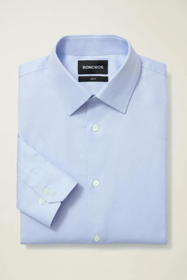 Men Jetsetter Premium Dress Shirt Blue Dobby Bonobos Formal Dress Shirts