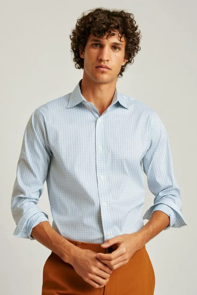 Men Jetsetter Stretch Dress Shirt Blue Alden Plaid Bonobos Business Casual Shirts