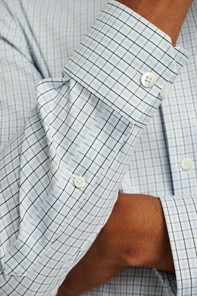 Men Jetsetter Stretch Dress Shirt Blue Burney Plaid Bonobos Business Casual Shirts