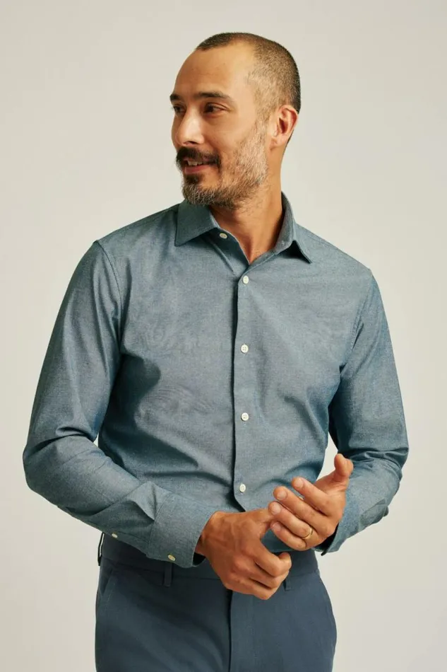 Men Jetsetter Stretch Dress Shirt Blue Chambray Bonobos Business Casual Shirts