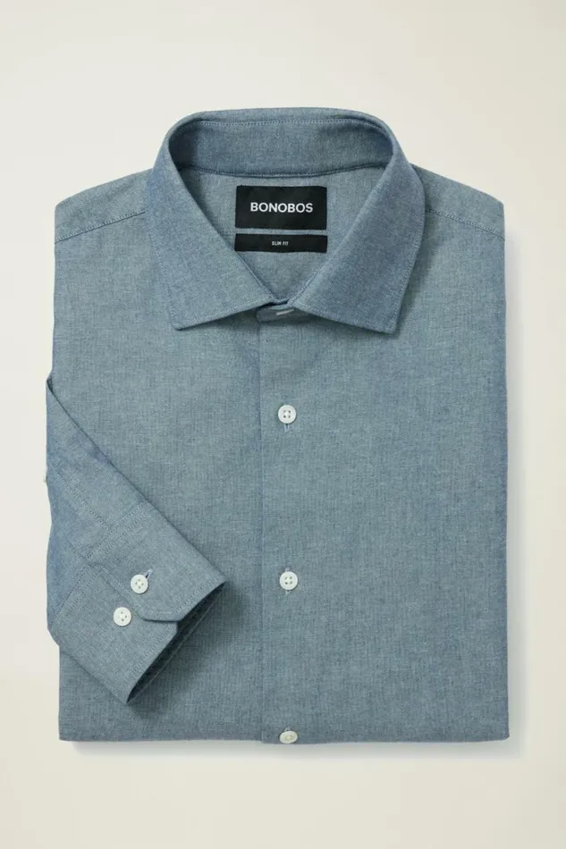 Men Jetsetter Stretch Dress Shirt Blue Chambray Bonobos Business Casual Shirts