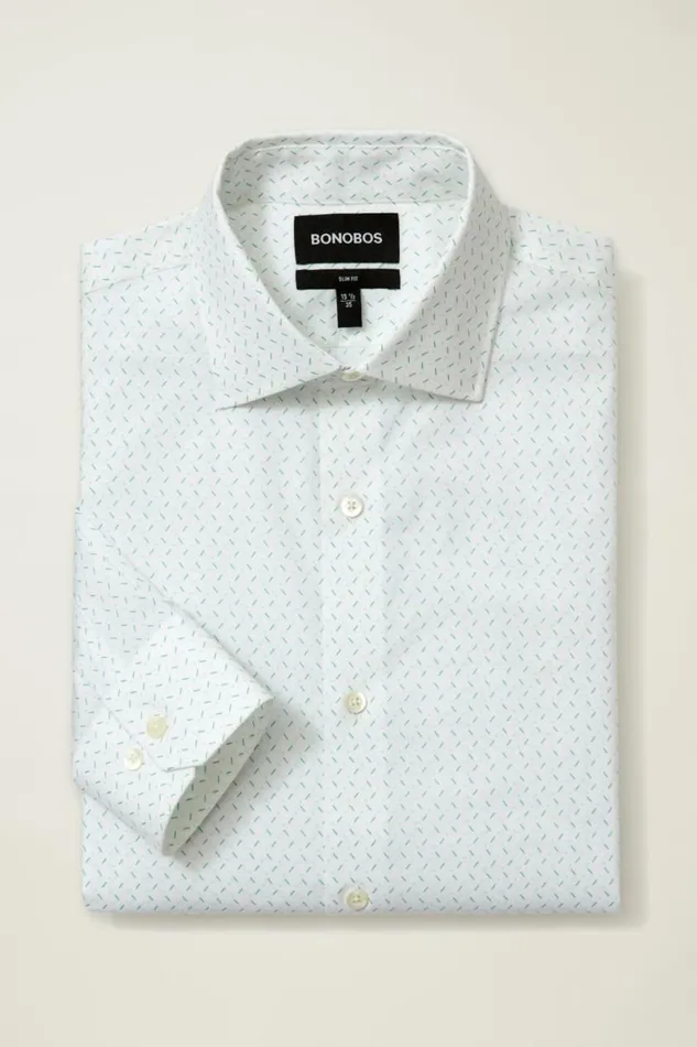 Men Jetsetter Stretch Dress Shirt Blue Dotted Line Geo Bonobos Business Casual Shirts