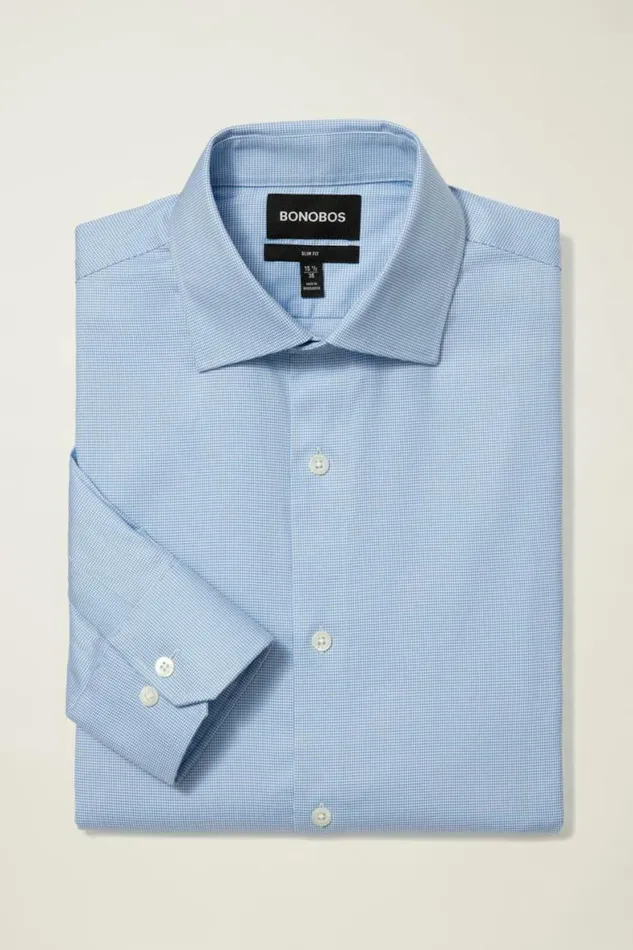 Men Jetsetter Stretch Dress Shirt Blue Texture Bonobos Business Casual Shirts