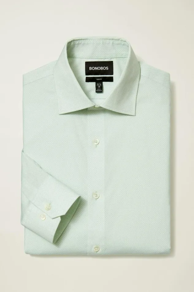 Men Jetsetter Stretch Dress Shirt English Ivy Green Geo Bonobos Business Casual Shirts