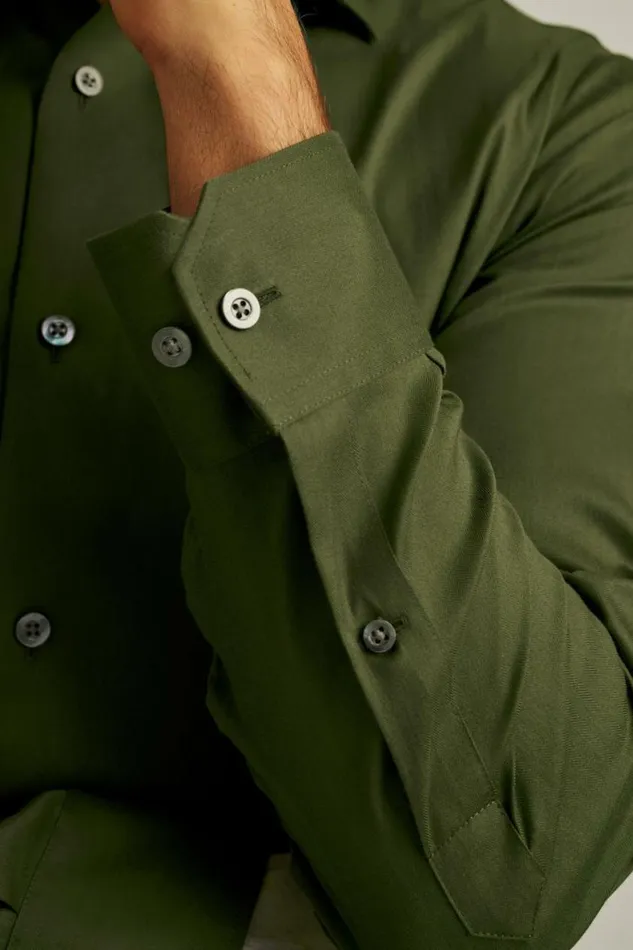 Men Jetsetter Stretch Dress Shirt Olive Harley Herringbone Bonobos Business Casual Shirts