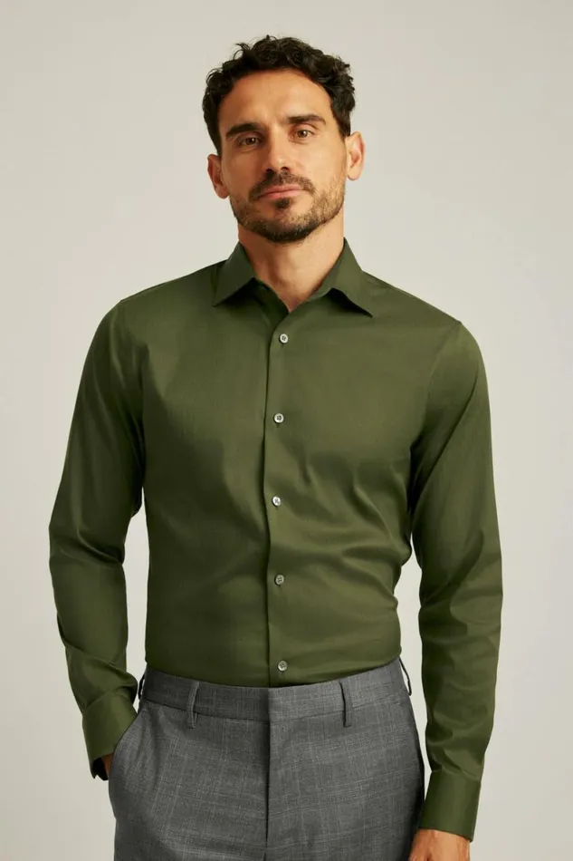 Men Jetsetter Stretch Dress Shirt Olive Harley Herringbone Bonobos Business Casual Shirts