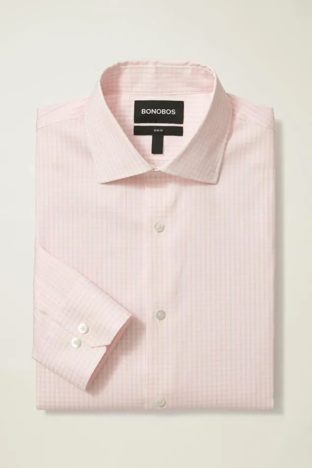 Men Jetsetter Stretch Dress Shirt Pink Micro Windowpane Bonobos Business Casual Shirts