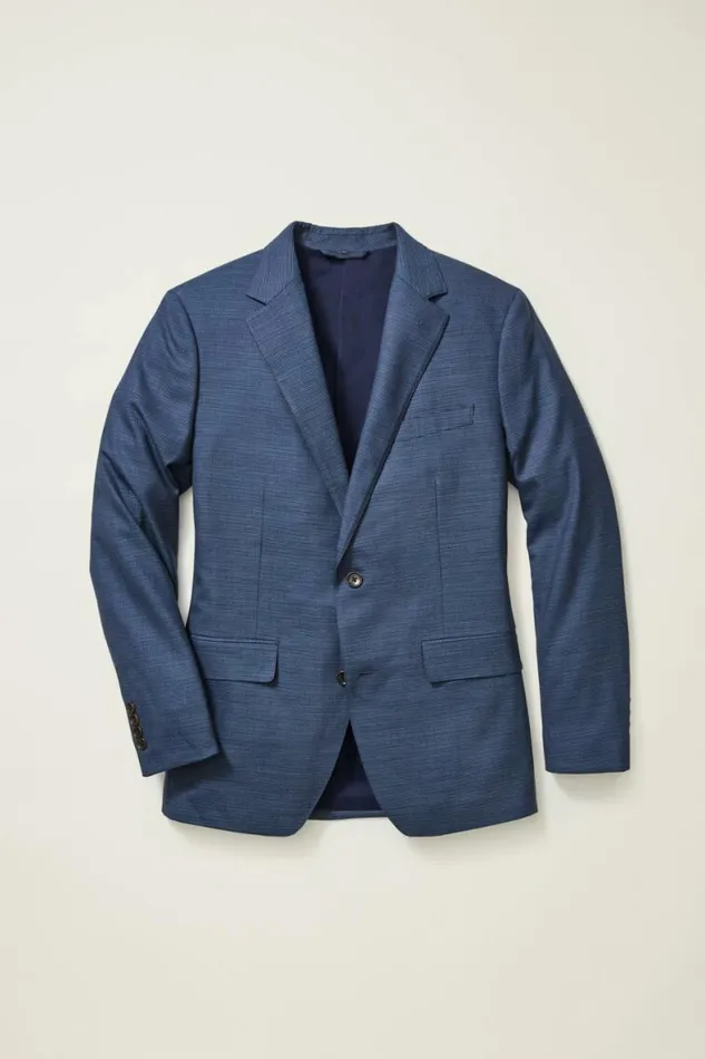 Men Jetsetter Stretch Italian Wool Blazer Bright Navy Check Bonobos Blazers and Sport Coats