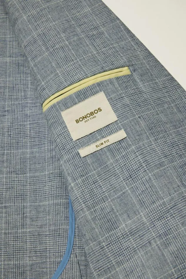 Men Jetsetter Unconstructed Blazer Blue Glenplaid Bonobos Blazers and Sport Coats