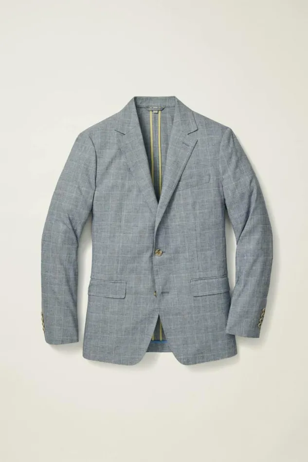 Men Jetsetter Unconstructed Blazer Blue Glenplaid Bonobos Blazers and Sport Coats