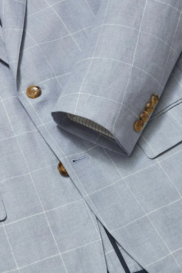 Men Jetsetter Unconstructed Blazer Light Blue Windowpane Bonobos Blazers and Sport Coats