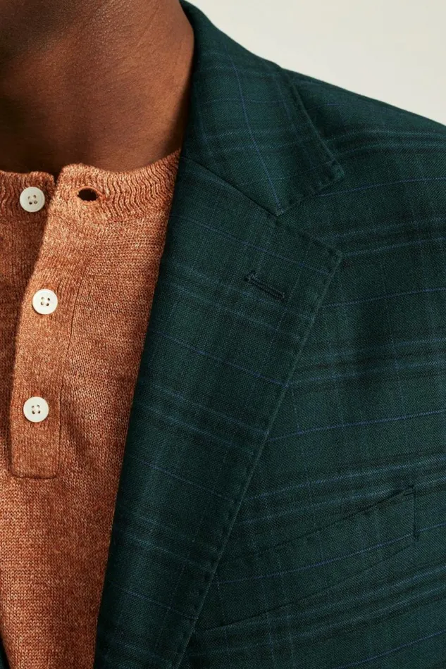 Men Jetsetter Unconstructed Blazer Mineral Green Plaid Bonobos Blazers and Sport Coats