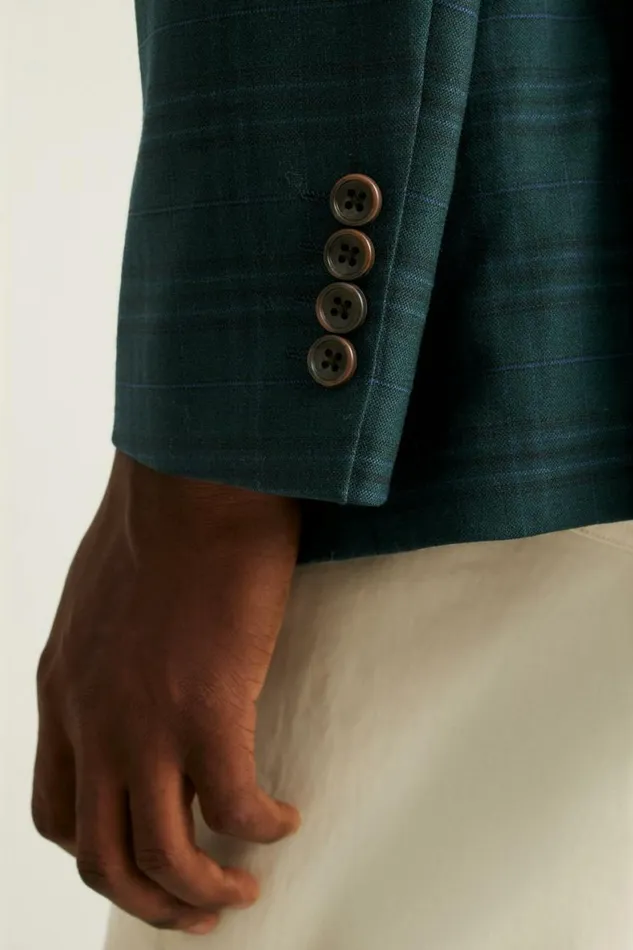 Men Jetsetter Unconstructed Blazer Mineral Green Plaid Bonobos Blazers and Sport Coats