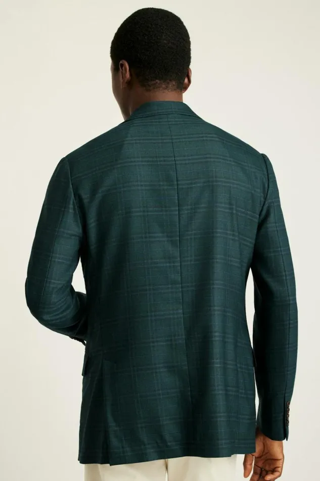 Men Jetsetter Unconstructed Blazer Mineral Green Plaid Bonobos Blazers and Sport Coats