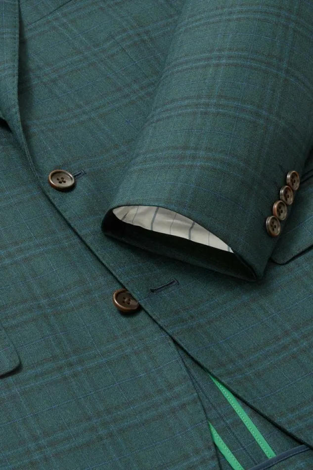 Men Jetsetter Unconstructed Blazer Mineral Green Plaid Bonobos Blazers and Sport Coats