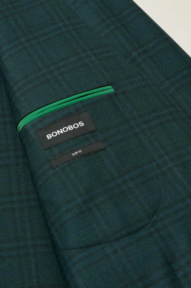 Men Jetsetter Unconstructed Blazer Mineral Green Plaid Bonobos Blazers and Sport Coats