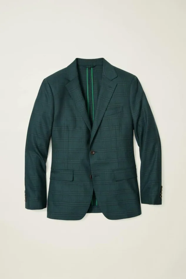 Men Jetsetter Unconstructed Blazer Mineral Green Plaid Bonobos Blazers and Sport Coats