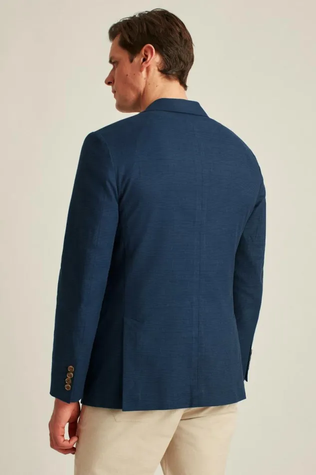Men Jetsetter Unconstructed Blazer Navy Tonal Glen Plaid Bonobos Blazers and Sport Coats