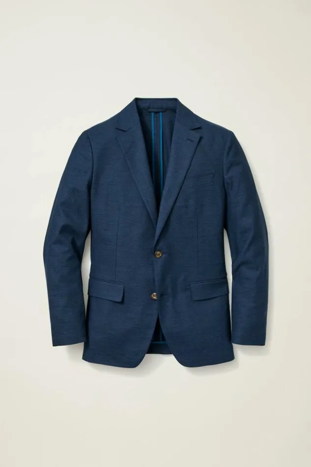 Men Jetsetter Unconstructed Blazer Navy Tonal Glen Plaid Bonobos Blazers and Sport Coats