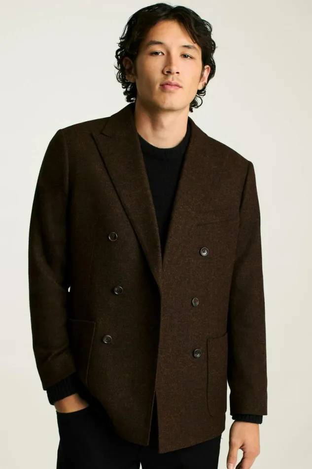 Men Jetsetter Unconstructed Double Breasted Blazer Walnut Brown Bonobos Blazers and Sport Coats