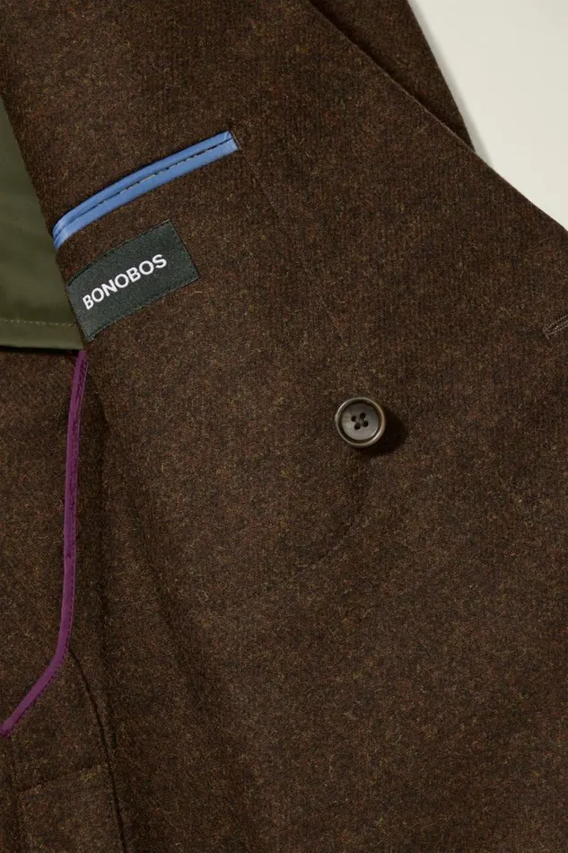 Men Jetsetter Unconstructed Double Breasted Blazer Walnut Brown Bonobos Blazers and Sport Coats