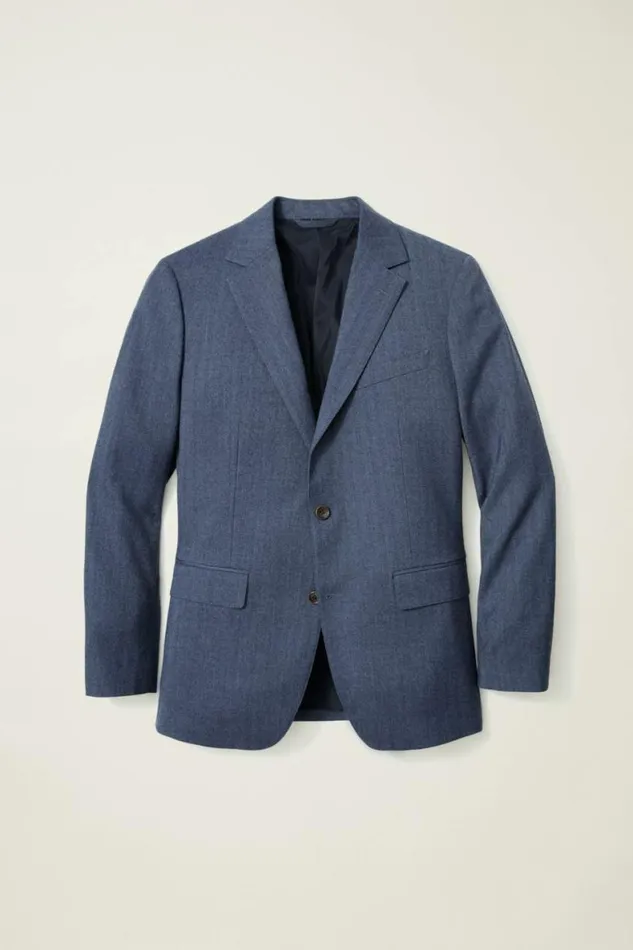 Men Jetsetter Wool Blazer Dark Blue Herringbone Bonobos Blazers and Sport Coats