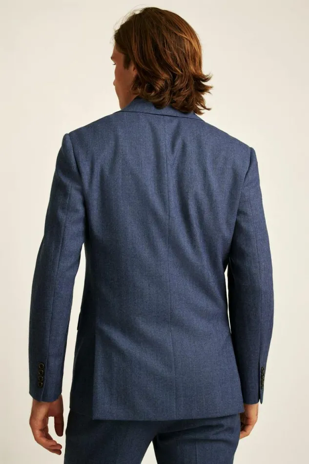Men Jetsetter Wool Blazer Dark Blue Herringbone Bonobos Blazers and Sport Coats