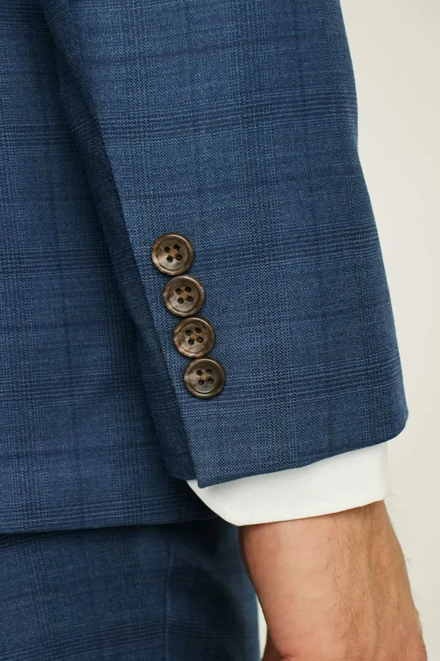 Men Jetsetter Wool Blazer Mid Blue Glen Plaid Bonobos Blazers and Sport Coats