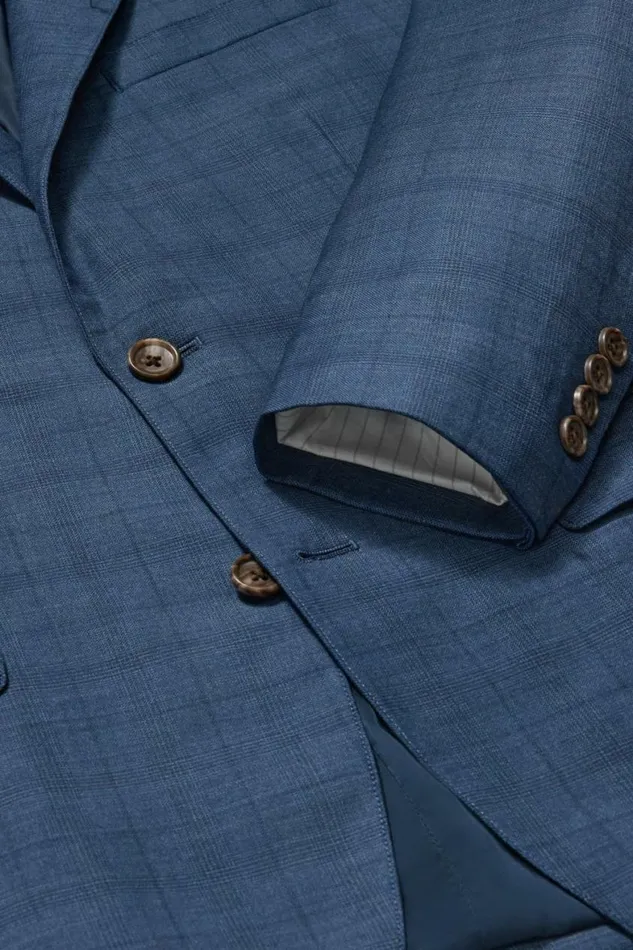 Men Jetsetter Wool Blazer Mid Blue Glen Plaid Bonobos Blazers and Sport Coats