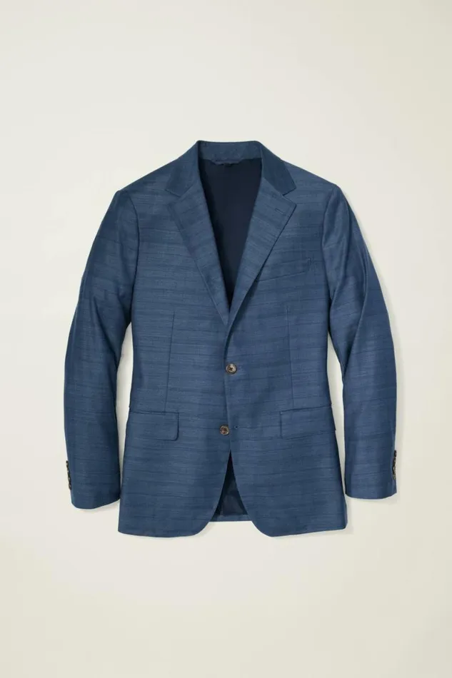 Men Jetsetter Wool Blazer Mid Blue Glen Plaid Bonobos Blazers and Sport Coats