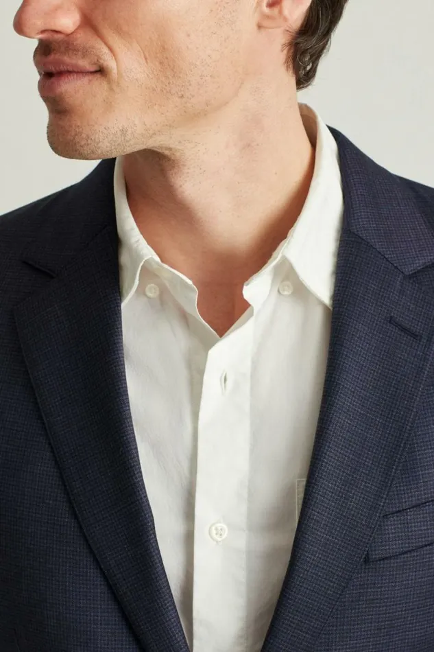 Men Jetsetter Wool Blazer Navy Mini Check Bonobos Blazers and Sport Coats