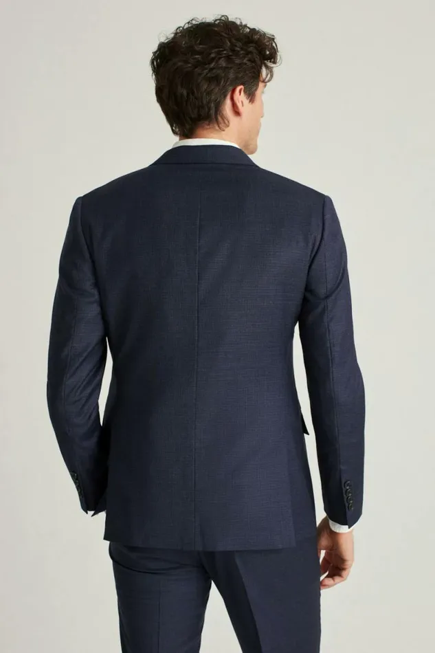 Men Jetsetter Wool Blazer Navy Mini Check Bonobos Blazers and Sport Coats