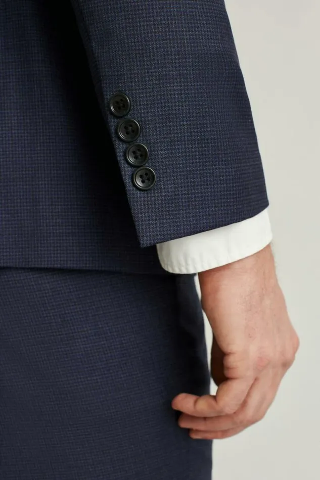 Men Jetsetter Wool Blazer Navy Mini Check Bonobos Blazers and Sport Coats