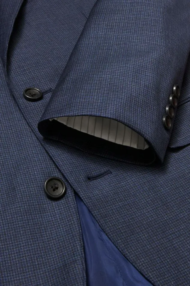 Men Jetsetter Wool Blazer Navy Mini Check Bonobos Blazers and Sport Coats