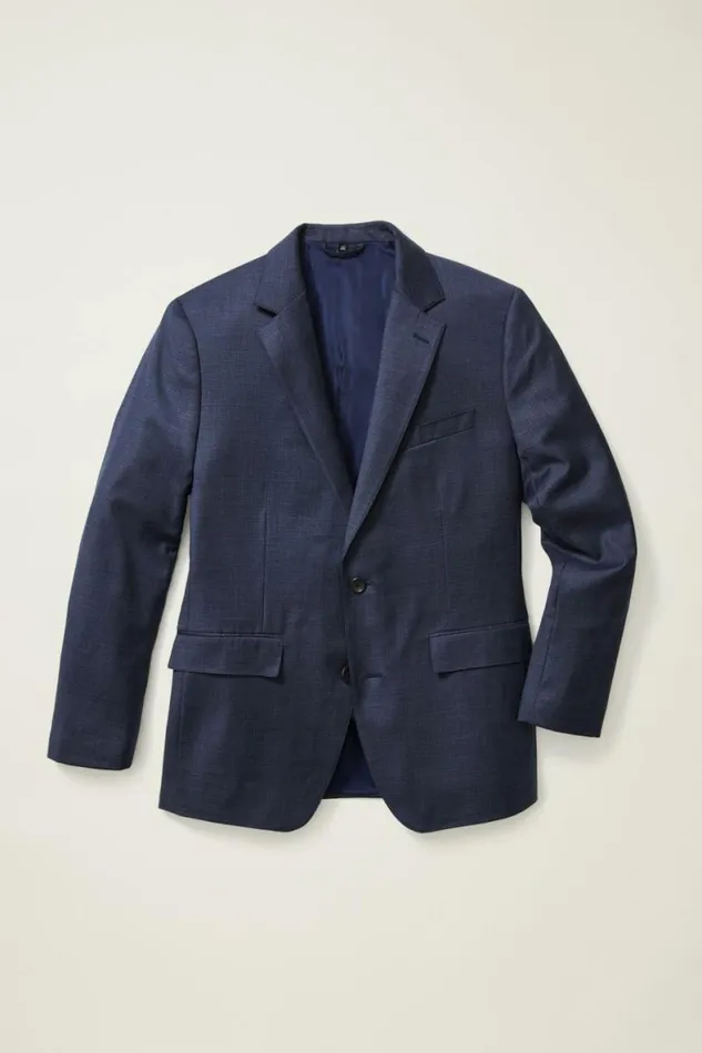 Men Jetsetter Wool Blazer Navy Mini Check Bonobos Blazers and Sport Coats