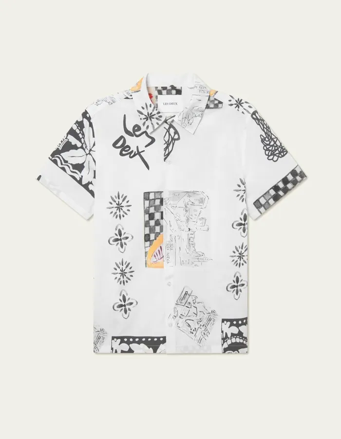 Men Kamar AOP SS Shirt 8211 Light Ivory Les Deux ShirtsOvershirts