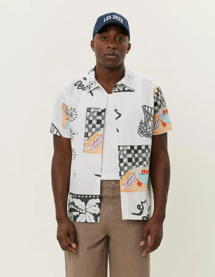 Men Kamar AOP SS Shirt 8211 Light Ivory Les Deux ShirtsOvershirts