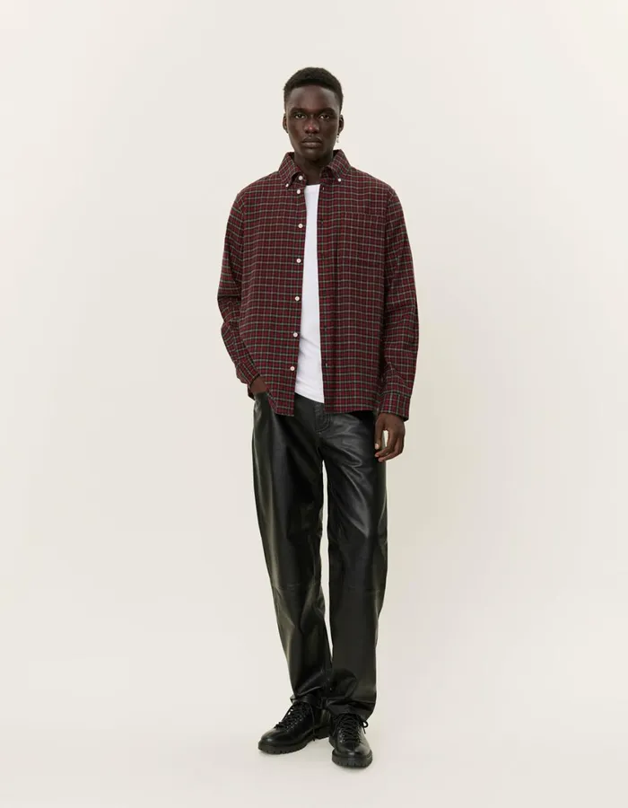 Men Kent Check Shirt 20 8211 RedBlack Les Deux ShirtsOvershirts