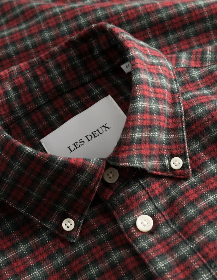 Men Kent Check Shirt 20 8211 RedBlack Les Deux ShirtsOvershirts