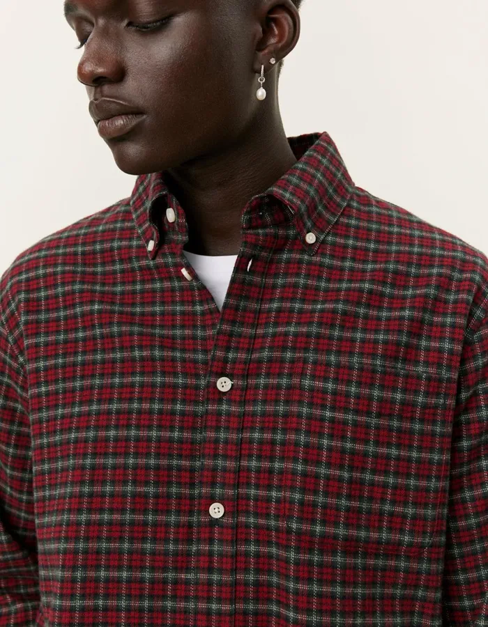 Men Kent Check Shirt 20 8211 RedBlack Les Deux ShirtsOvershirts