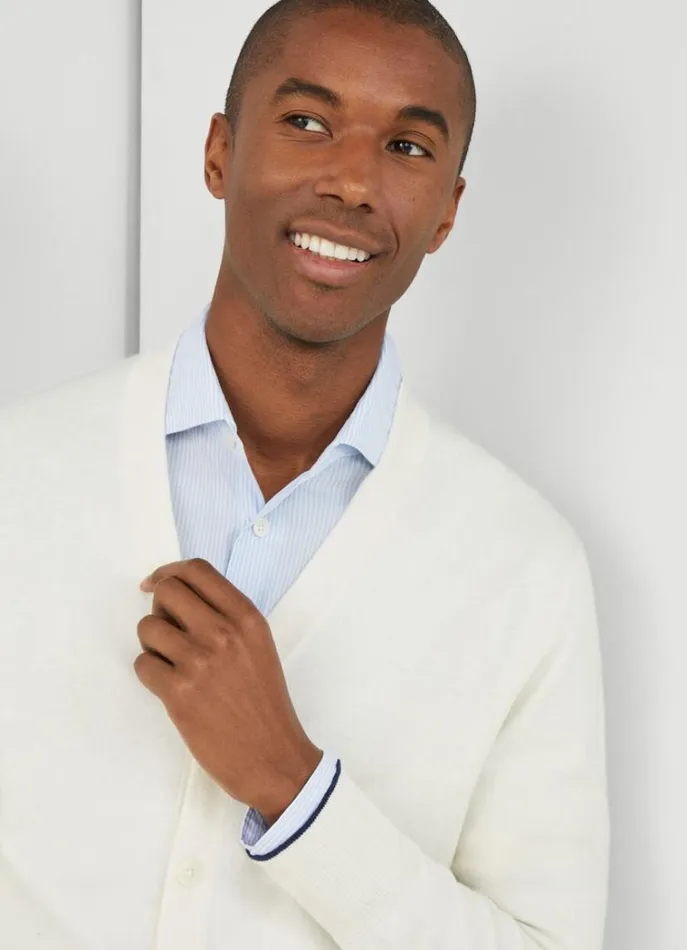 Men Knitwear Hackett London ButtonUp VNeck Cardigan Optic White