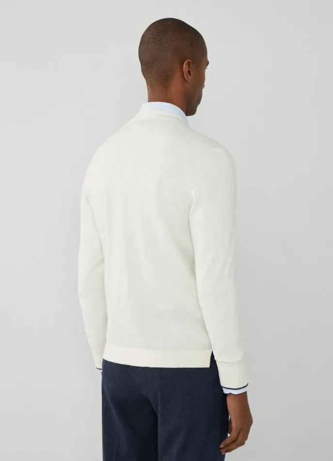 Men Knitwear Hackett London ButtonUp VNeck Cardigan Optic White