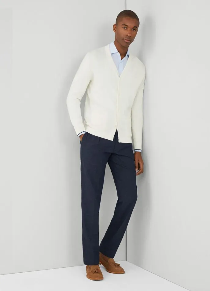 Men Knitwear Hackett London ButtonUp VNeck Cardigan Optic White